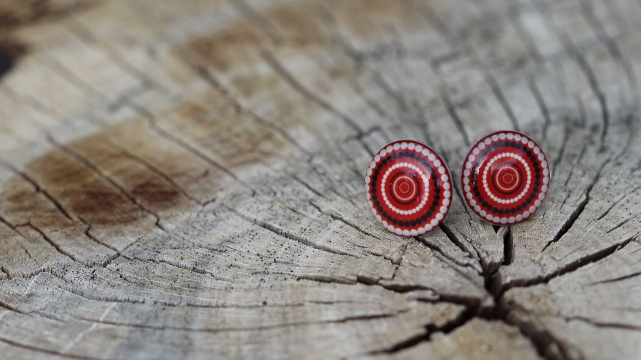 Náušnice pecky - Vertigo červenobílé