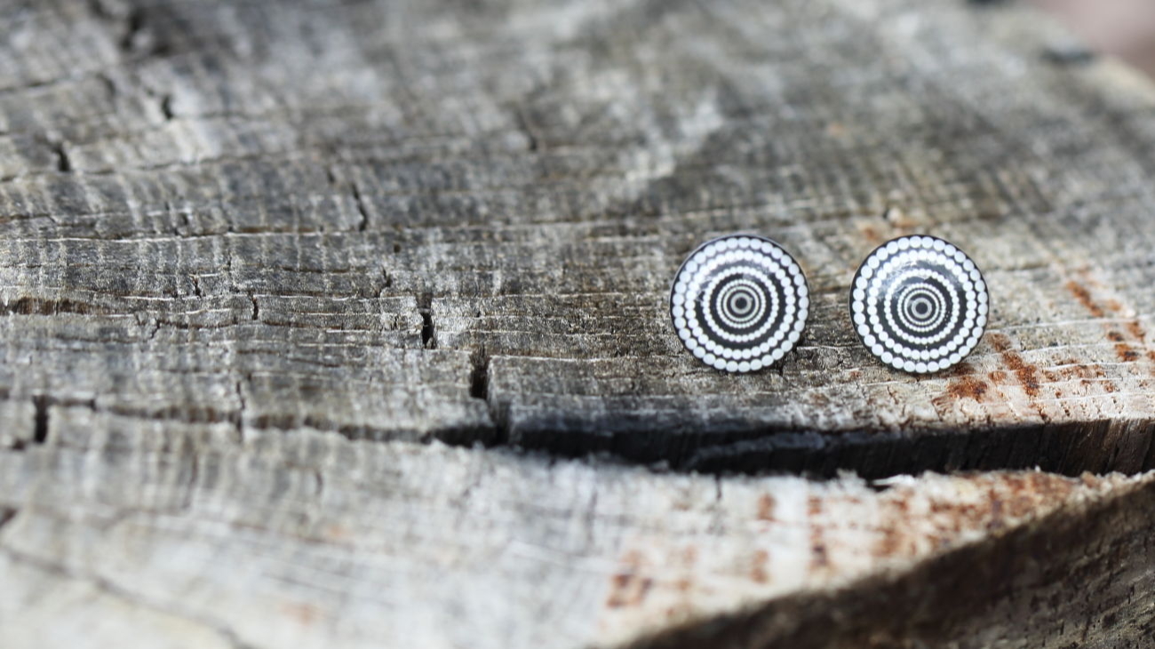 Náušnice pecky - Vertigo černobílé