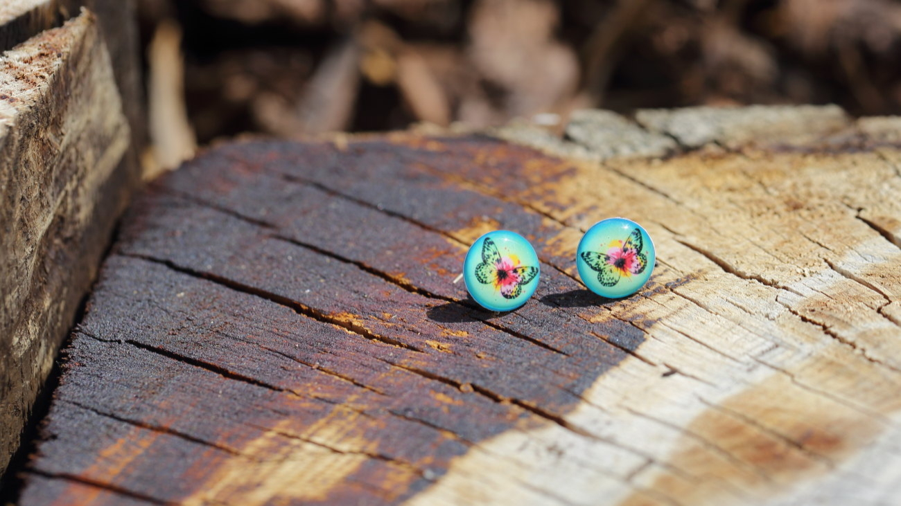 Náušnice pecky - Motýlek