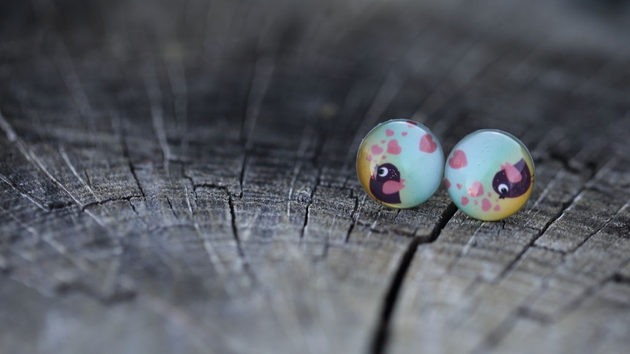 Náušnice pecky - Lovebirds