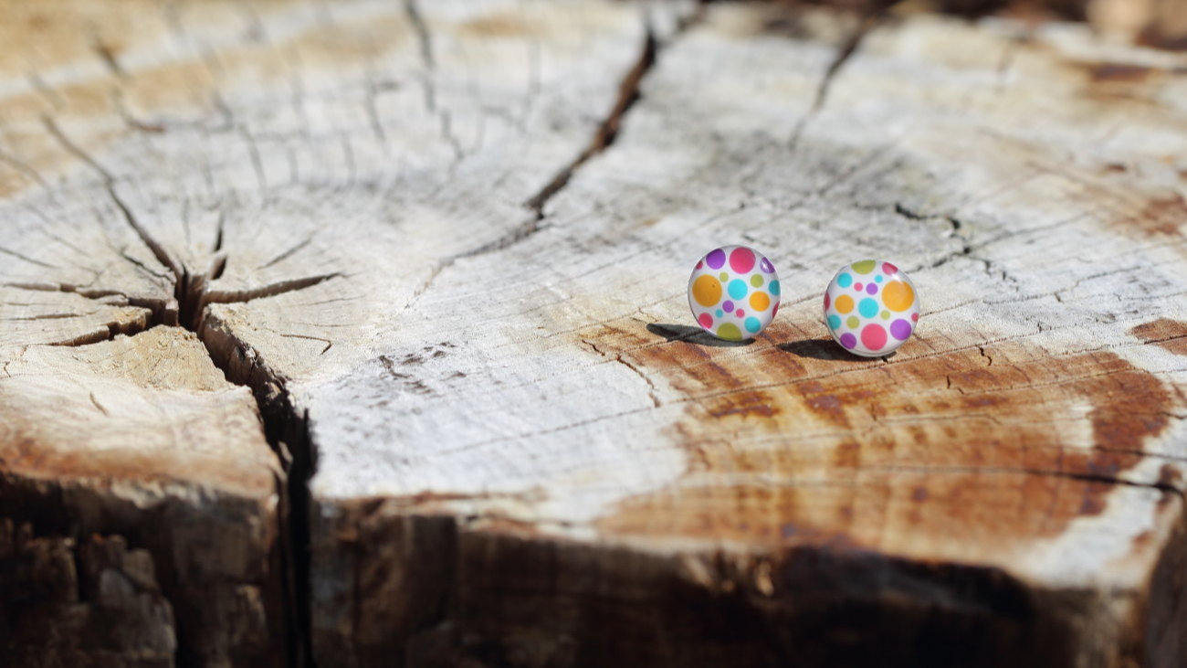 Náušnice pecky - Bubliny bílé